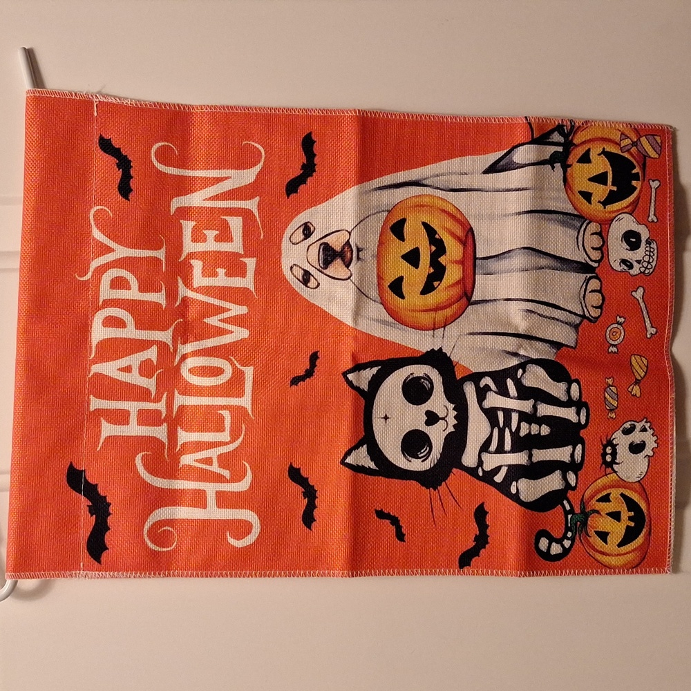 NWOT Halloween Puppy and Kitty Garden Flag